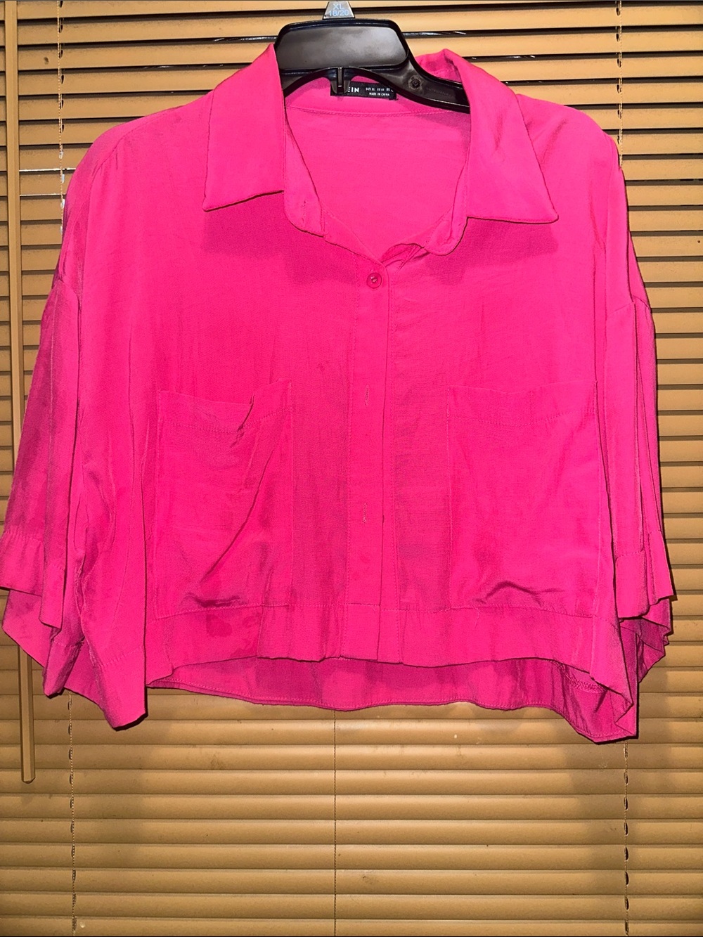 SHEIN Hot Pink Button-Front Relaxed Women's Shirt